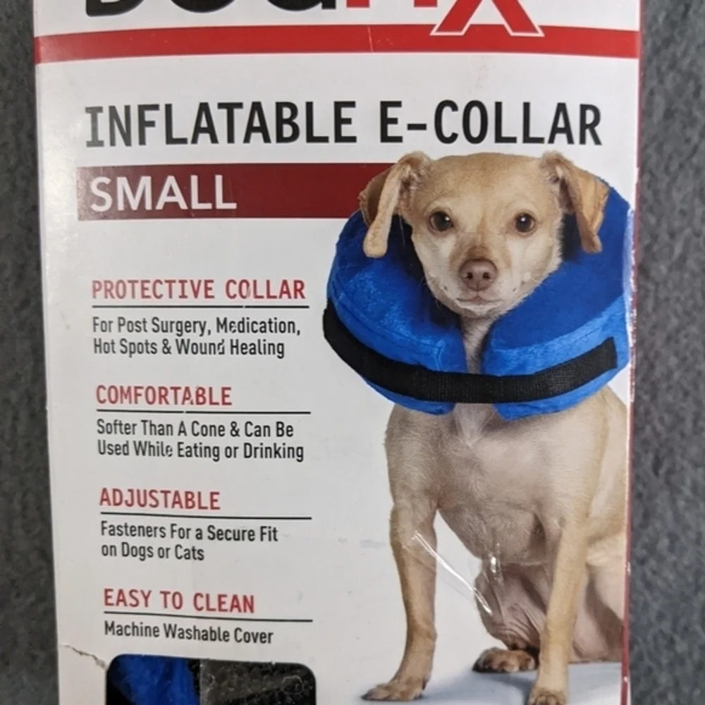NEW Small inflatable blue dog‎ cone collar fits neck 6-9